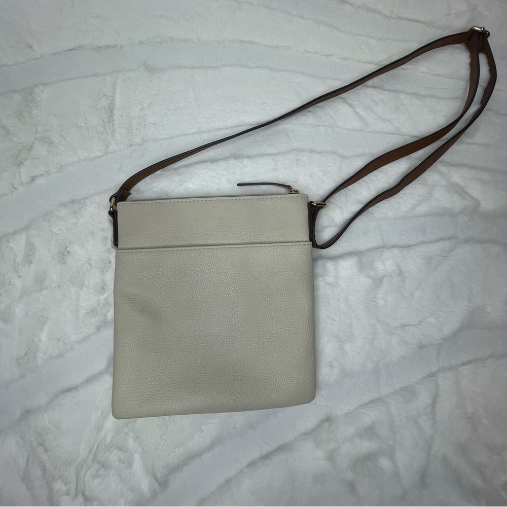 Tommy Hilfiger Purse Crossbody Bag Cream & Tan Pebbled Leather - Picture 3 of 7